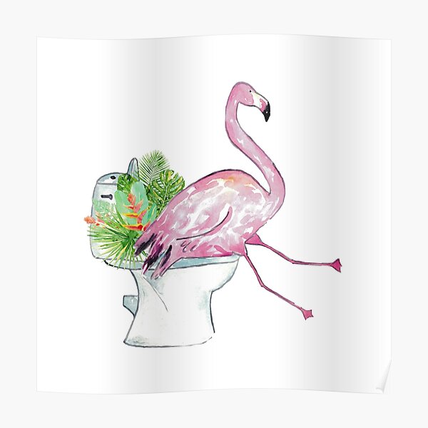 Pooping Flamingo Toilet Art Wall Decoration Poster