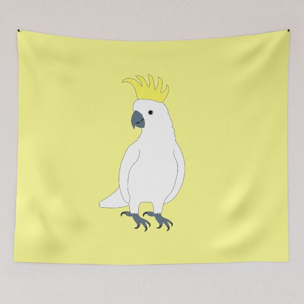 Item preview, Sulphur-crested cockatoo on Pastel Yellow designed and sold by Digitaldingo.