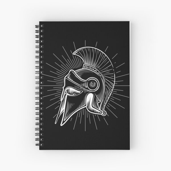 Vista previa del artículo con la obra «Casco de guerrero espartano 300 blanco y negro», diseñado y vendido por ClassicalGreece.