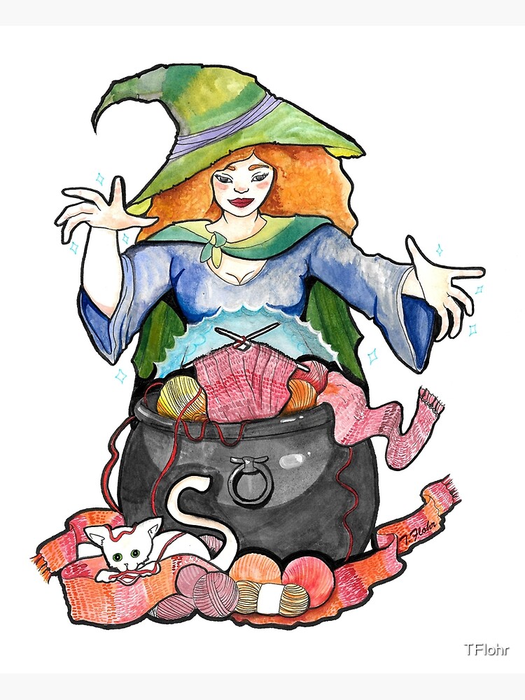 "Knitting Witch " Poster by TFlohr Redbubble