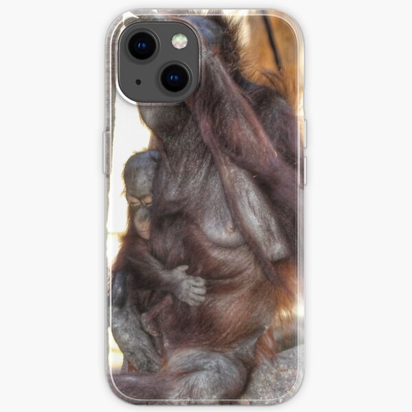 Mother orangutan with her young iPhone Soft Case
