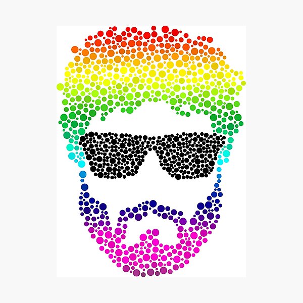 Bubble Beard Glasses Rainbow Photographic Print