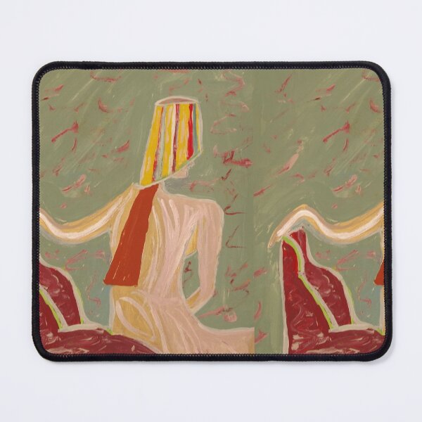 Item preview, The lady in a Stripey Hat with greenish background designed and sold by BBBango.