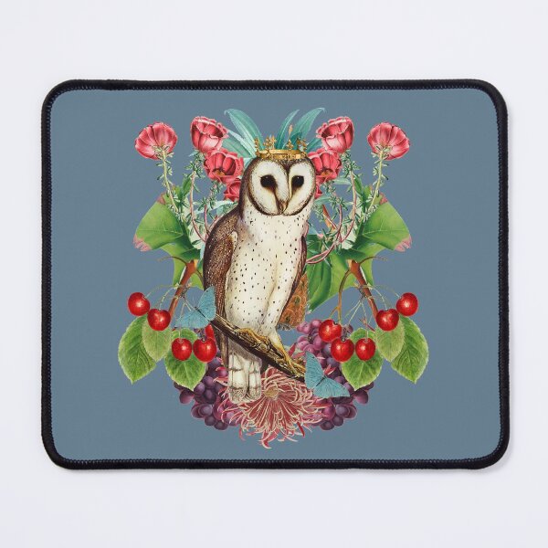 Item preview, Vintage Owl Wearing Bejeweled Gold Crown, Surrounded By Lovely  Vintage Flowers designed and sold by TrulyEpoque.