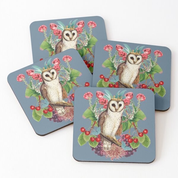 Item preview, Vintage Owl Wearing Bejeweled Gold Crown, Surrounded By Lovely  Vintage Flowers designed and sold by TrulyEpoque.