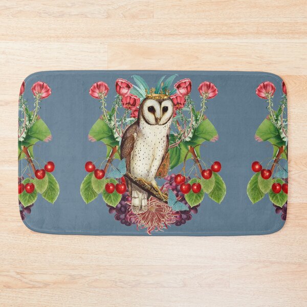 Item preview, Vintage Owl Wearing Bejeweled Gold Crown, Surrounded By Lovely  Vintage Flowers designed and sold by TrulyEpoque.