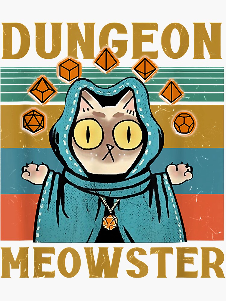 Dungeon Meowster Funny Nerdy-Gamer Cat-D20 Dice Rpg T-Shirt
