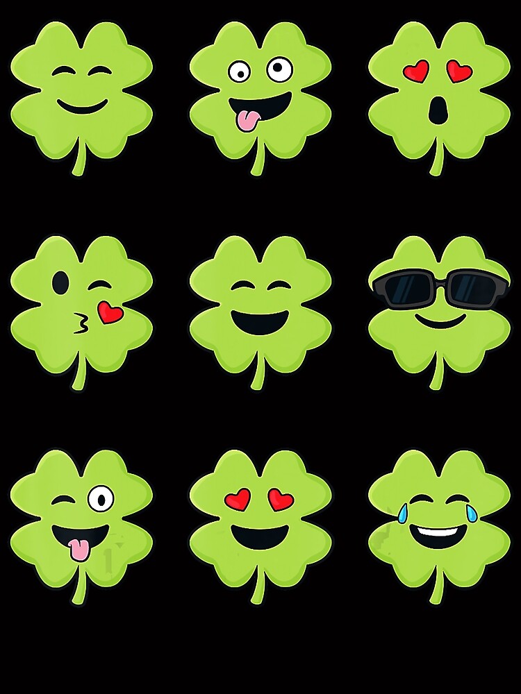 Clover Emojis St Patricks Day Emoticons Boys Girls Kids T-Shirt Clover Emojis St Patricks Day Emoticons Boys Girls Kids T-Shirt