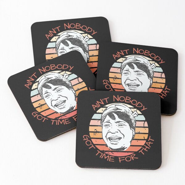 Item preview, Ain't Nobody Got Time For That Meme Retro Sunset In Black designed and sold by LuckyKermit.