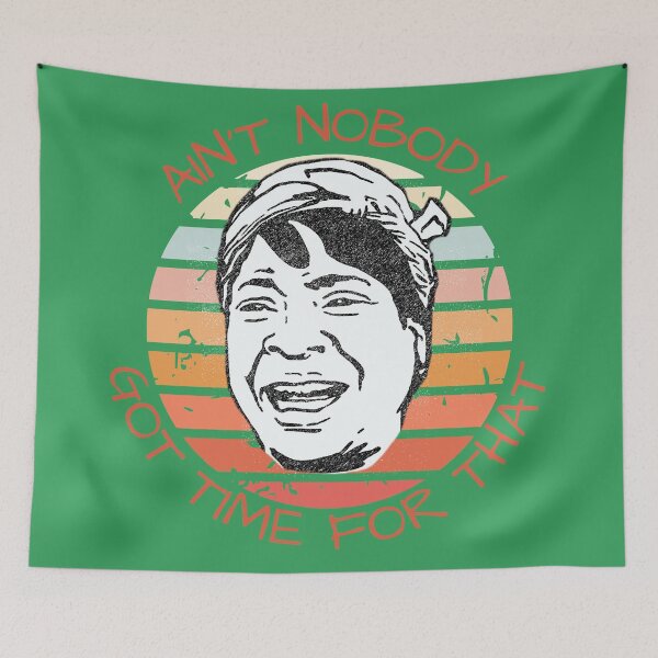 Item preview, Ain't Nobody Got Time For That Meme Retro Sunset In Green designed and sold by LuckyKermit.