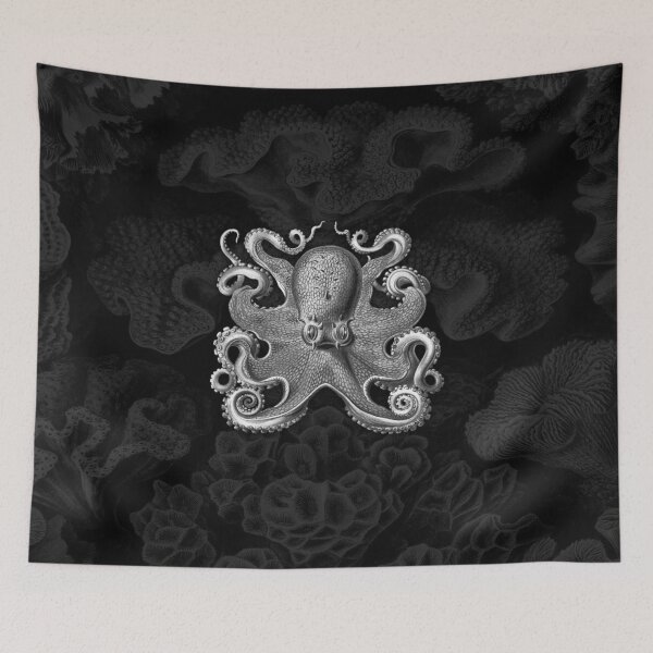 Item preview, Octopus Squid Kraken Art Tentacles Seashell Deep Sea Ocean Creatures Lover (Black & White) - Octopus designed and sold by Mechanical Whispers.