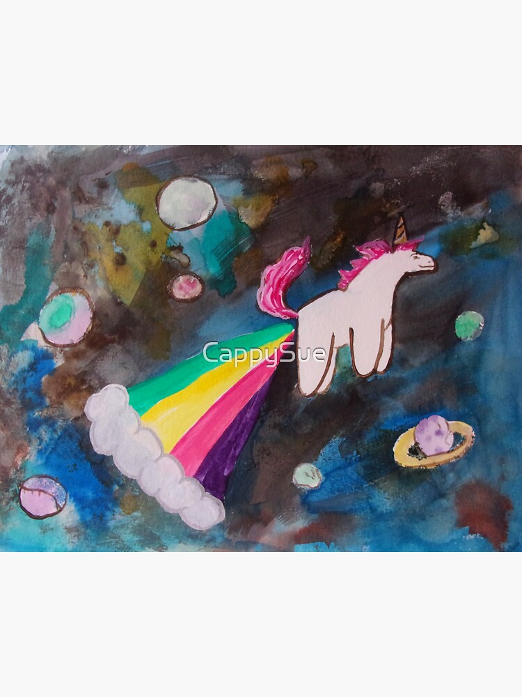 Unicorn In Space With Rainbow Fart Power Sticker By Cappysue Redbubble