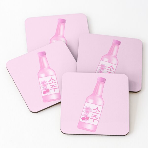 Item preview, Cherry flavoured korean pink soju bottle hangul writing cute cherry blossoms kawaii   designed and sold by Lemonshaaark.
