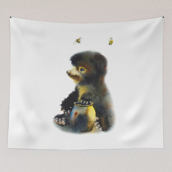 Item preview, bear cub honey-watercolor portrait animals designed and sold by Hartics.