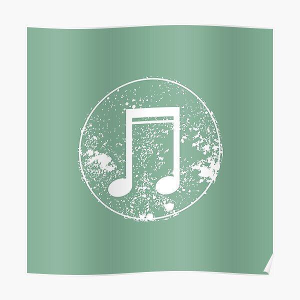 "Retro Musical Note in Sage Green and White" Poster by JulieSouster