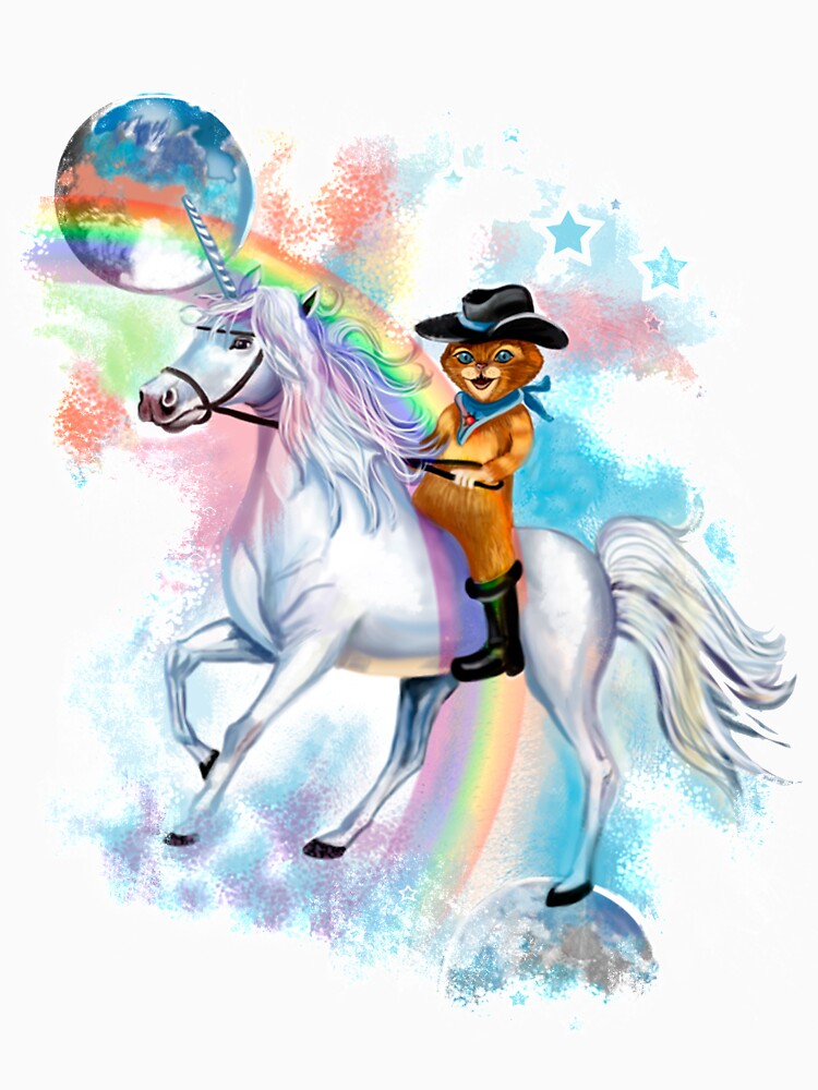 "Kitty Cat riding a Unicorn" T-shirt by SpiritMountain | Redbubble