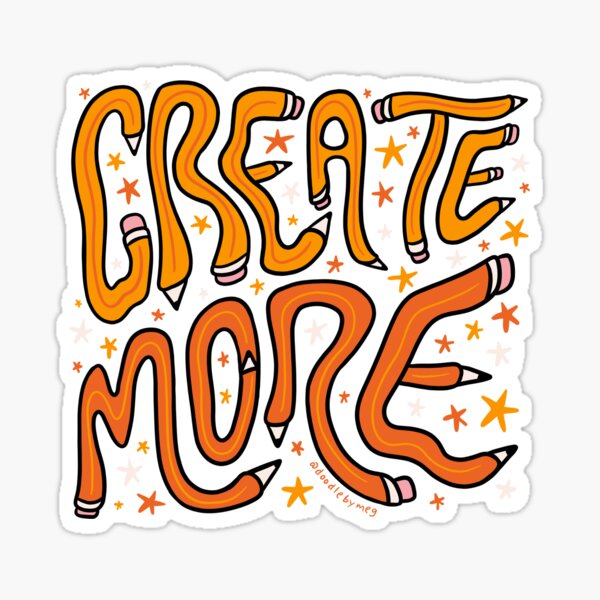 Vista previa del artículo con la obra «Crea más», diseñado y vendido por doodlebymeg.