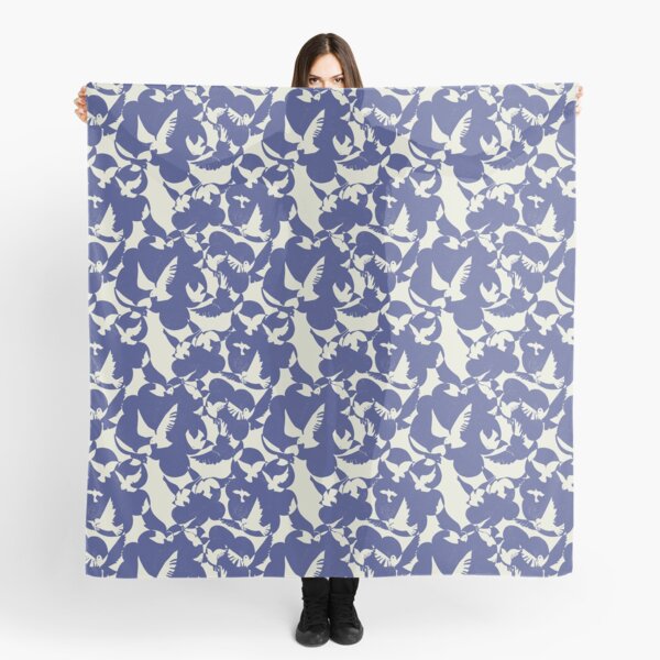 Pigeons in White and Blue Scarf