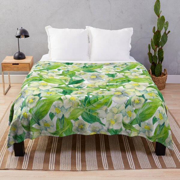 Aperçu de l'œuvre Fleurs de jasmin, feuillage vert, fleurs blanches créée et vendue par AlenserArt.