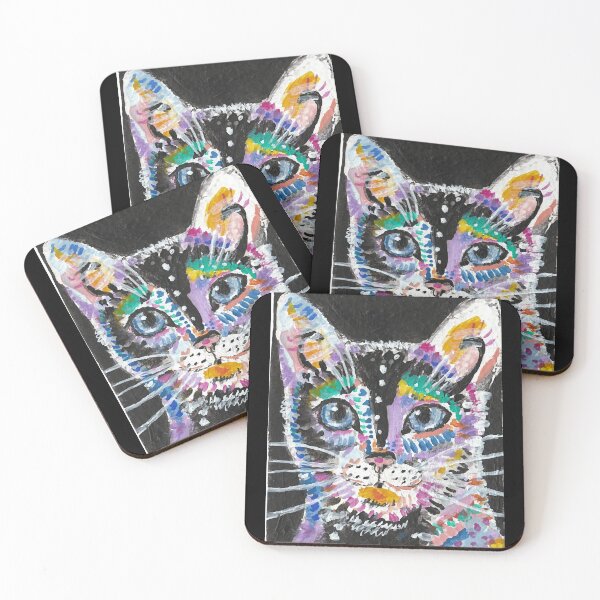 Item preview, Abstract colorful cat face art designed and sold by shopPraPra.