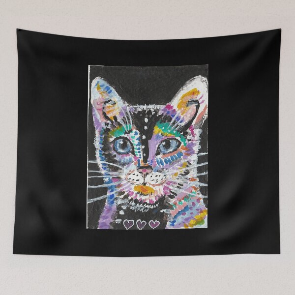 Item preview, Abstract colorful cat face art designed and sold by shopPraPra.