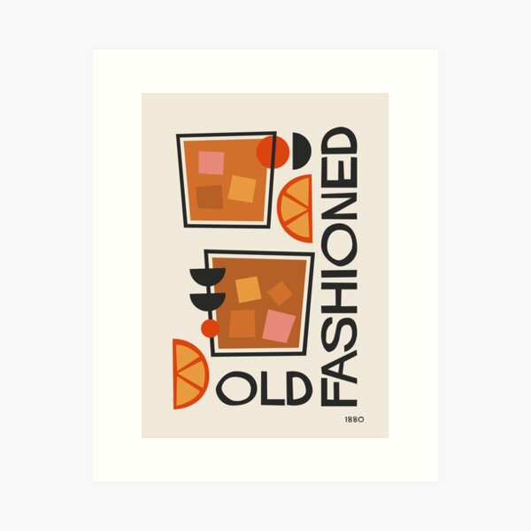 Item preview, Old Fashioned Cocktail Mid Century Modern Poster designed and sold by enricadenicola.