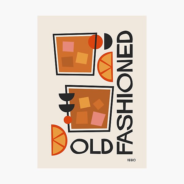 Item preview, Old Fashioned Cocktail Mid Century Modern Poster designed and sold by enricadenicola.