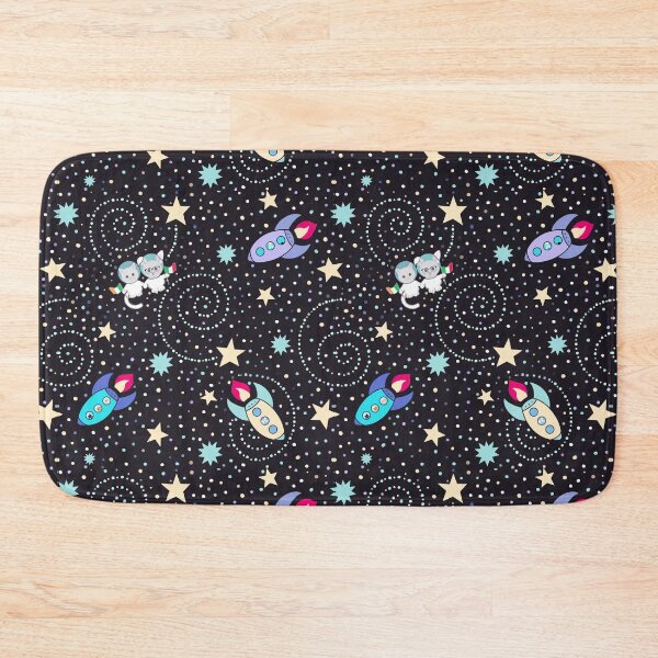 Item preview, Bunnies and kitties in space on black  designed and sold by QuirkyCraftz.