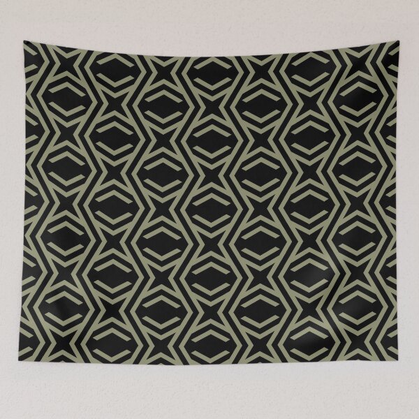 Item preview, Black and Green Zig Zag Stripe Star Pattern Pairs DE 2022 Trending Color Desert Sage DET505 designed and sold by ColorOfTheYears.