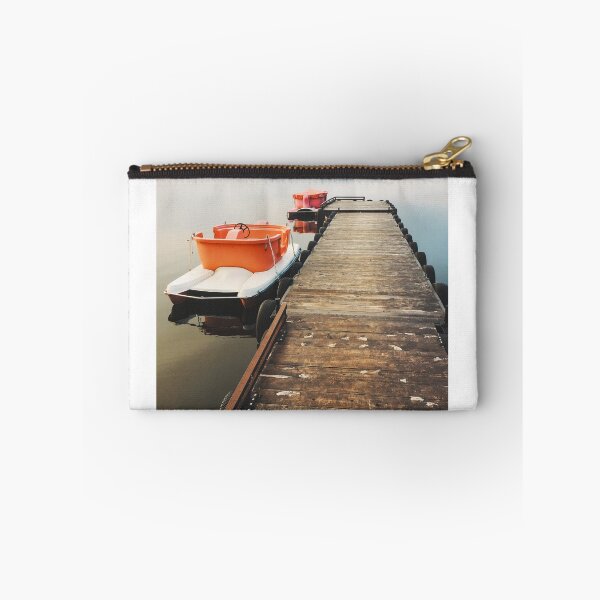 Item preview, Dos botes de agua amarrados al muelle de madera en la luz de la madrugada designed and sold by visualspectrum.