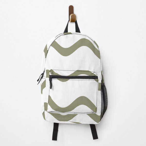 Item preview, Green and White Rippled Horizontal Stripe Pattern Pairs DE 2022 Trending Color Desert Sage DET505 designed and sold by ColorOfTheYears.