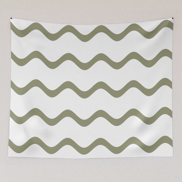 Item preview, Green and White Rippled Horizontal Stripe Pattern Pairs DE 2022 Trending Color Desert Sage DET505 designed and sold by ColorOfTheYears.