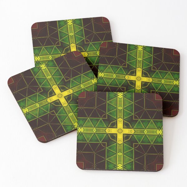Item preview, Mosaic Kaleidoscope Square Yellow Green and Orange designed and sold by WormholeOrbital.