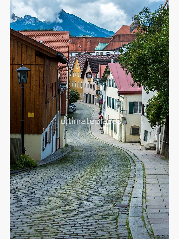"Medieval Cobblestone Street Fussen Bavaria, Germany" Poster for