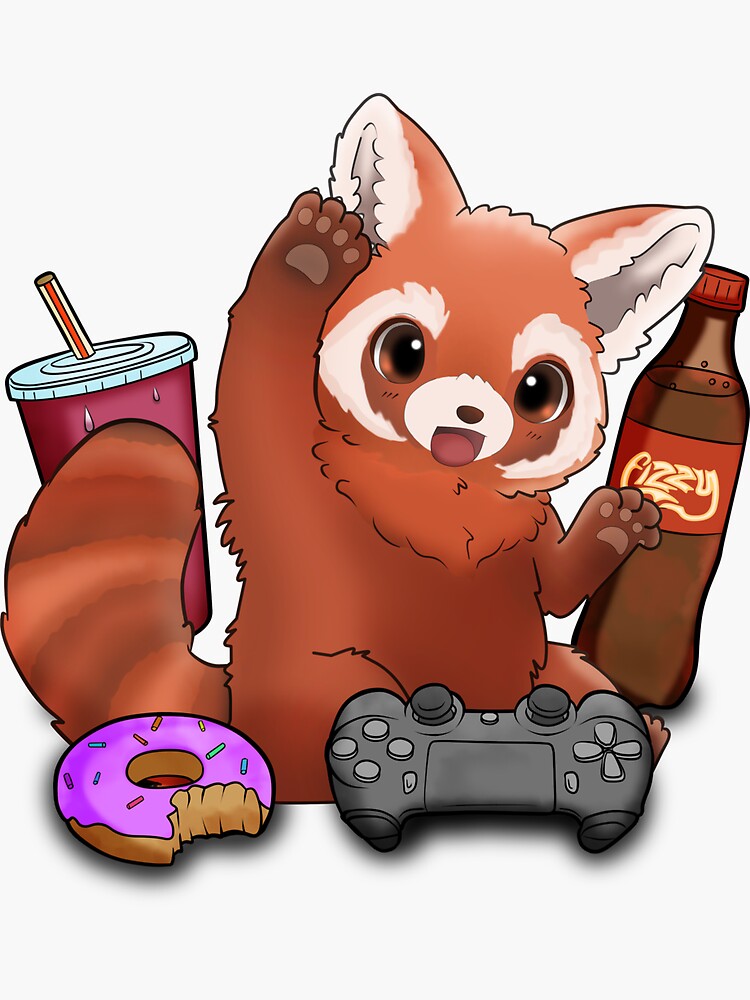 Gamer Red Panda Sticker By Ballistaart Redbubble