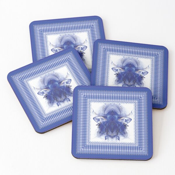 Item preview, Fractal beetle with border in blues designed and sold by effervescence.