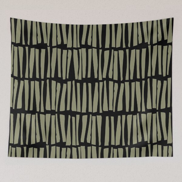 Item preview, Black and Green Vertical Dash Stripe Line Pattern Pairs DE 2022 Trending Color Desert Sage DET505 designed and sold by ColorOfTheYears.
