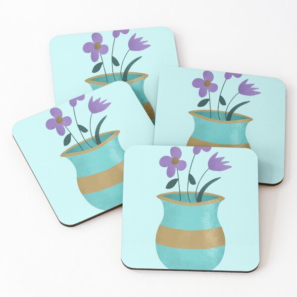 Item preview, Purple flowers in a blue vase  designed and sold by Nadia Arsky.