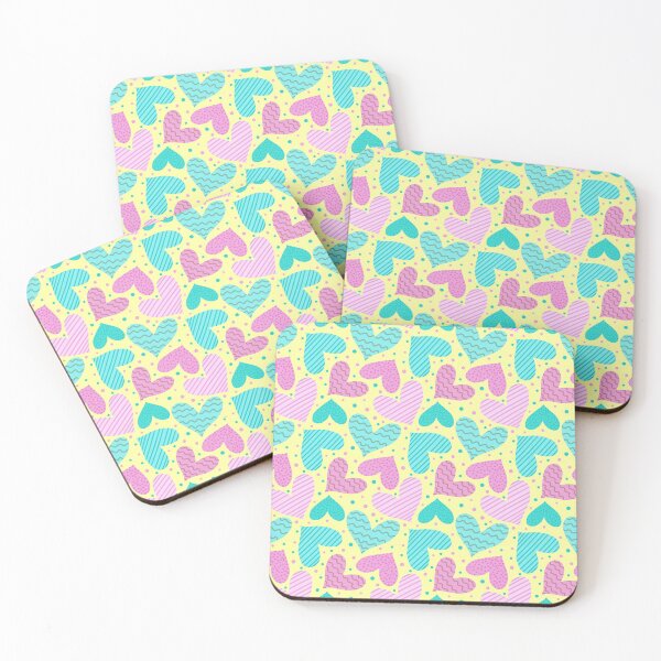 Item preview, Pink and blue hearts on yellow background designed and sold by Juliana  Costa.