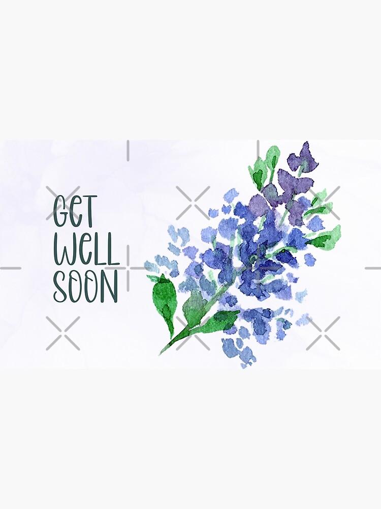 Get Well Soon - Watercolour Teddy Bear and Heart Greeting Card