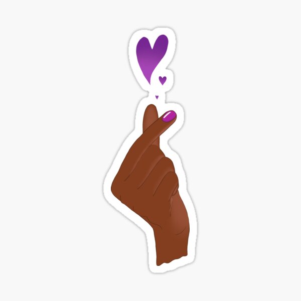 Vista previa del artículo con la obra «Mano negra Púrpura BTS Dedo corazones mano coreana signo amor BORAHAE I PURPLE YOU», diseñado y vendido por Lemonshaaark.