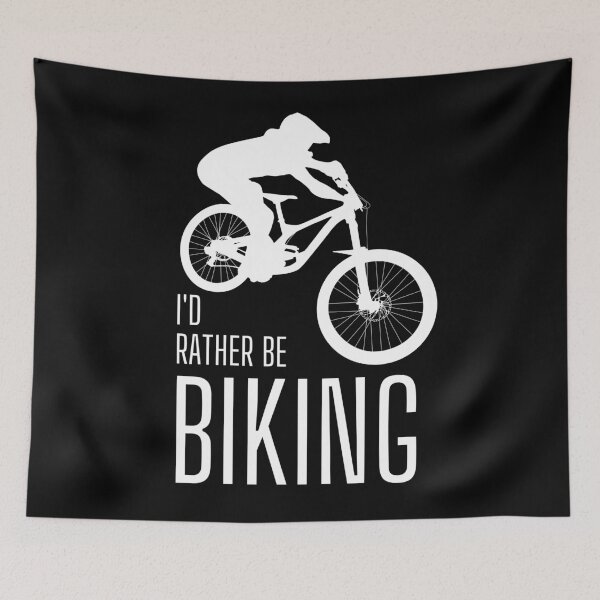 Item preview, I'd rather be biking. MTB. Mountain biker. Downhill. White designed and sold by JellyBeenzz.