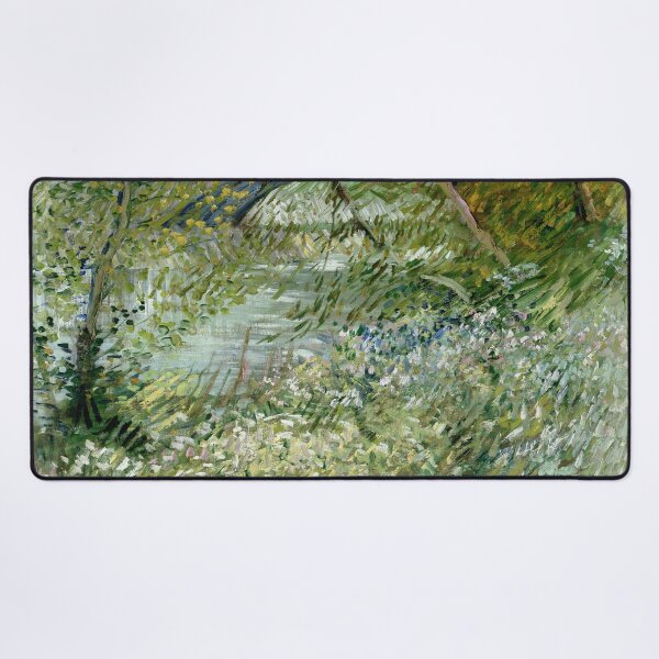 Aperçu de l'œuvre Tableau impressionniste River Bank au printemps (1887) par Vincent Van Gogh créée et vendue par Designedbysm.
