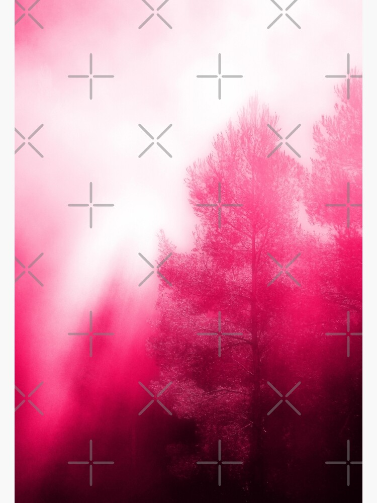 " Nature Photo Mystical Trees Enveloped in Red Mist " Poster for Sale