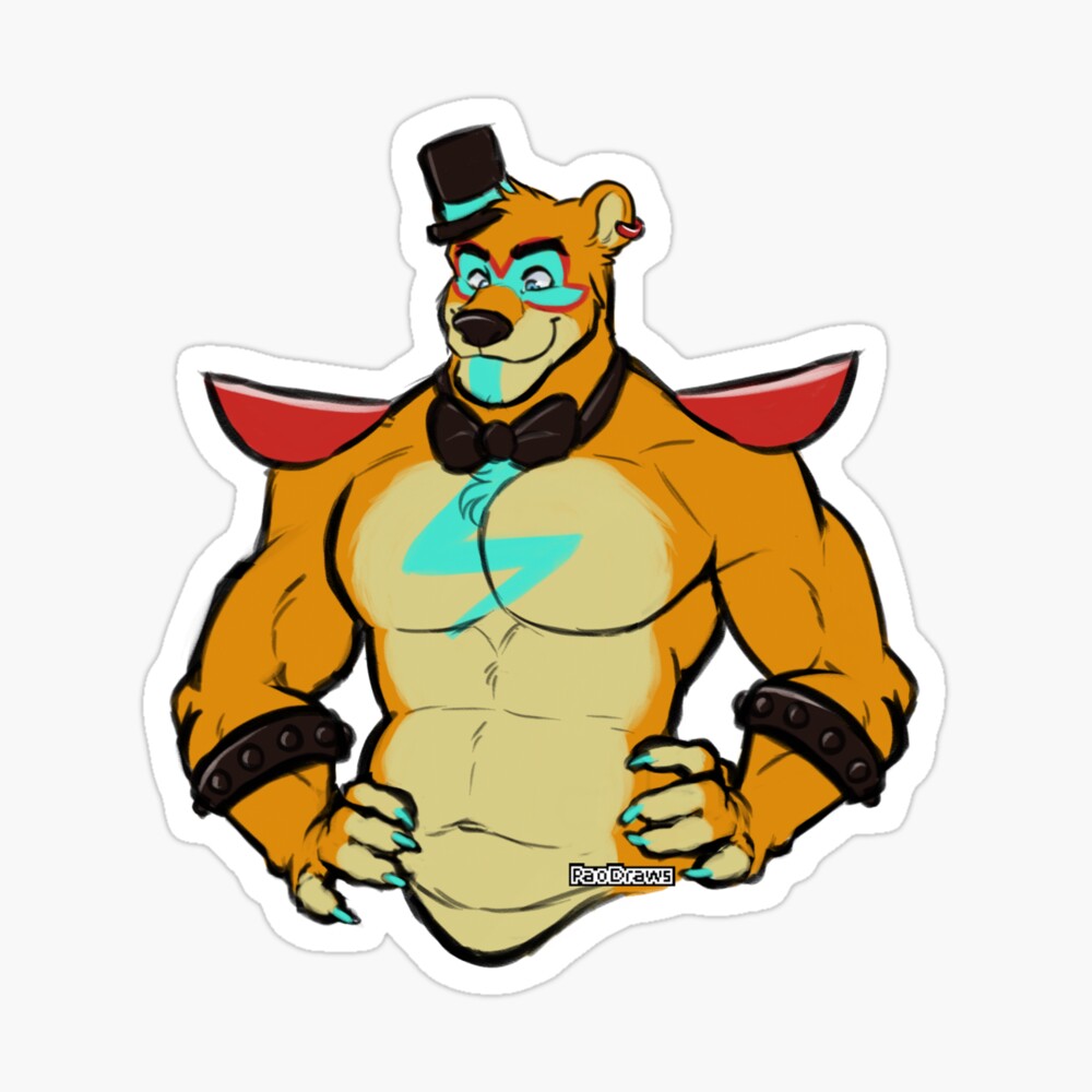 Buff Glamrock Freddy Sticker for Sale by PaoDraws | Redbubble