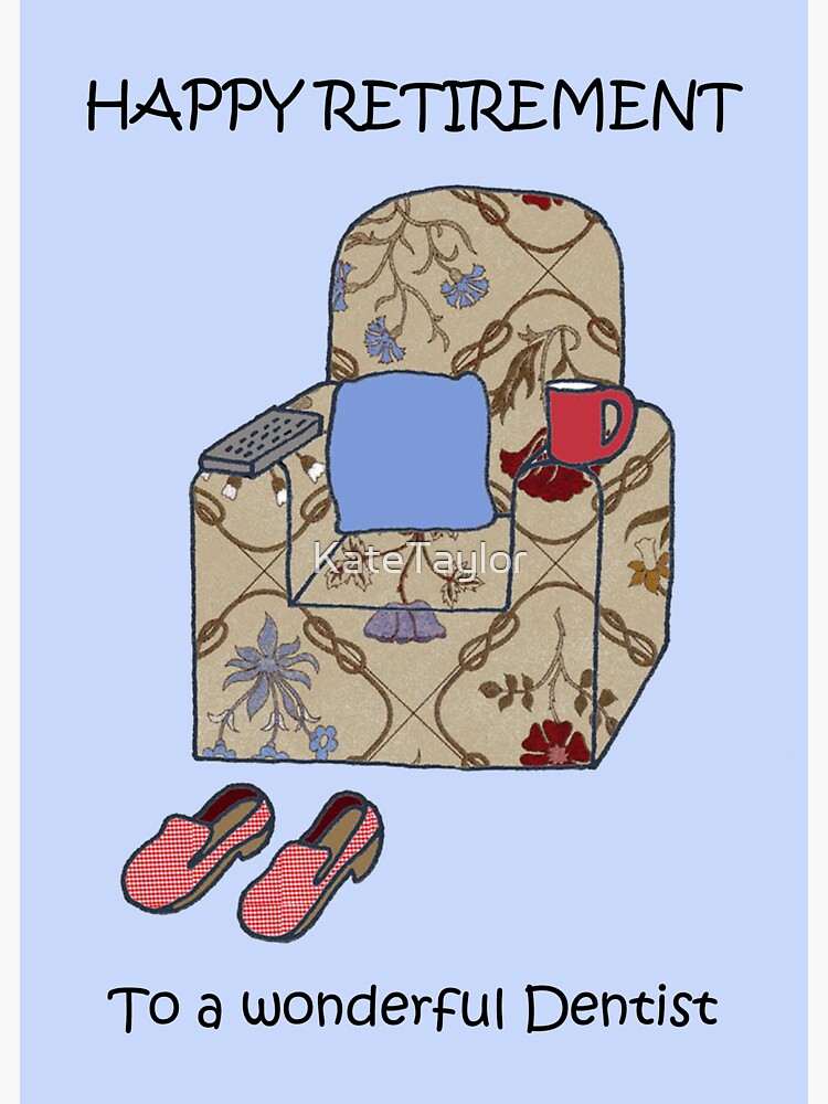"Happy Retirement to Dentist, Cartoon Armchair." Sticker by KateTaylor Redbubble