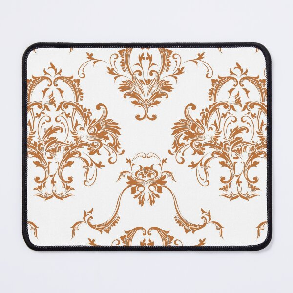 Item preview, Orange and White Damask Scroll Baroque Pattern Pairs DE 2022 Trending Color Carrot Cake DE5230 designed and sold by ColorOfTheYears.