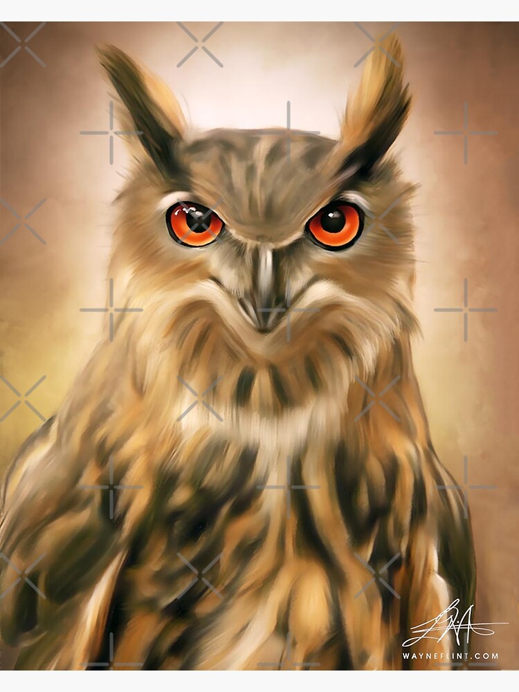 Thumbnail 3 of 3, Poster, Digital Horned Owl designed and sold by wayneflint.