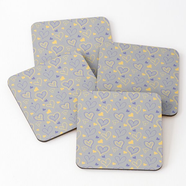 Item preview, Hearts pattern - very peri and yellow on grey background designed and sold by Juliana  Costa.
