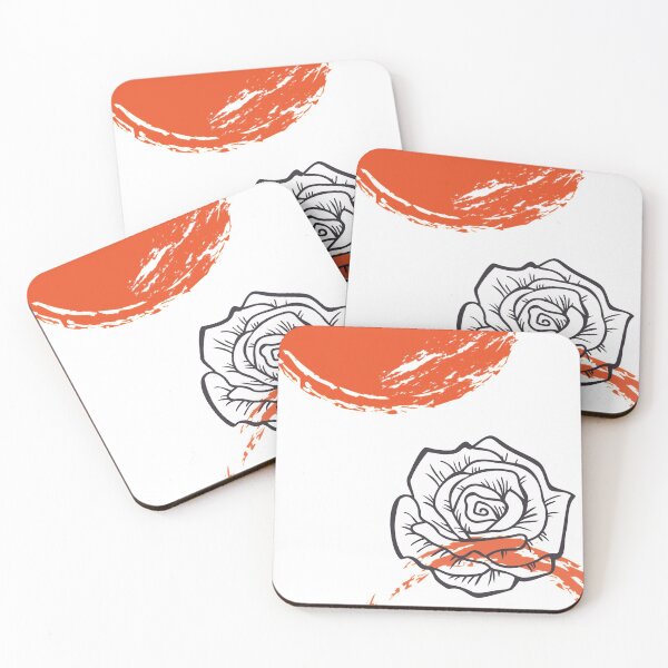 Item preview, Black and White Rose Drawing with Orange Sun designed and sold by DeevaValli.
